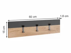 Best Vicco Perchero de pared antracita/roble dorado 60x1.6x15 orlando Gris antracita