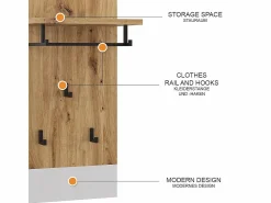 Vicco Perchero de pared /artesano 44x25.6x83 selena