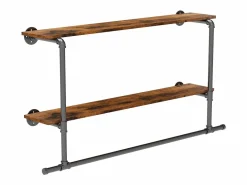 Best Fativo Perchero de pared con estantes, barra para colgar ropa, perchero de diseño 116x20,5x64,5cm Dorado
