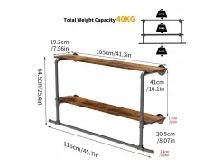 Best Fativo Perchero de pared con estantes, barra para colgar ropa, perchero de diseño 116x20,5x64,5cm Dorado
