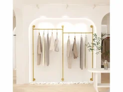 Hot Perchero de pared de metal , barra para colgar ropa, 205x190cm Dorado