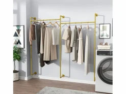 Hot Perchero de pared de metal , barra para colgar ropa, 205x190cm Dorado