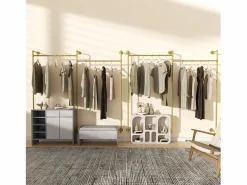 Hot Perchero de pared de metal , barra para colgar ropa, 205x190cm Dorado