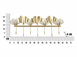 Sale Perchero de Pared Hoja 8, Oro, 66,2x6x26,3 cm, Kendra Home Dorado