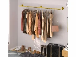 Perchero de pared industrial para colgar ropa, perchero sólido, barra de diseño extraíble, 180 x 27,5 x 2,5 cm Burro Para Ropa