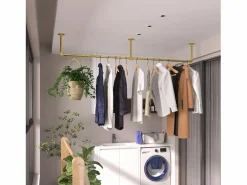 Perchero de pared industrial para colgar ropa, perchero sólido, barra de diseño extraíble, 180 x 27,5 x 2,5 cm Burro Para Ropa