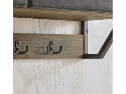 Sobuy Perchero de Pared para Pasillo, Guardarropa, Estante de Pared con 3 Cestas y 7 Ganchos Dobles Estilo iIndustrial 100 x 20 x 30 cm FHK26-N ES