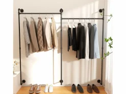 Perchero de pared para vestidor, perchero industrial para colgar ropa, armario abierto, diseño en tubos 205x190cm Burro Para Ropa