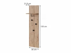 New Perchero de pared roble dorado 36x21.6x135 siri Perchero