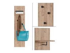New Perchero de pared roble dorado 36x21.6x135 siri Perchero