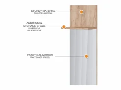 Vicco Perchero de pared roble dorado 36x21.6x135 siri