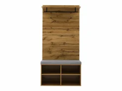 OKWISH Perchero de pasillo con banco para zapatos y barra para ropa, estantes ajustables - Natural