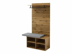OKWISH Perchero de pasillo con banco para zapatos y barra para ropa, estantes ajustables - Natural
