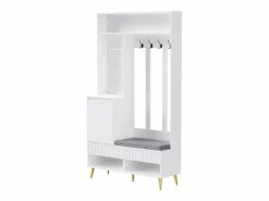 Sale OKWISH Perchero de pasillo con banco tapizado, 4 ganchos, 2 cajones - - 100x35x180 cm Blanco