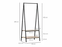 Clearance Homcom Perchero de ropa 64x42.5x149 cm Negro