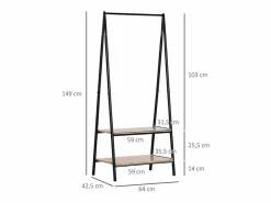 Clearance Homcom Perchero de ropa 64x42.5x149 cm Negro