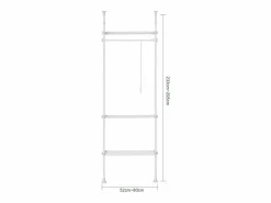 Sobuy Perchero de Ropa Telescópico Altura Ajustable 233-300 cm,Perchero Extensible con 1 Barras y 3 baldas KLS07-W ES