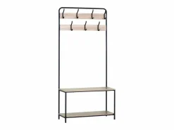 Outlet Perchero entrada 2 baldas 7 colgadores roble cambrian negro 80x170x30 cm Armario De Entrada