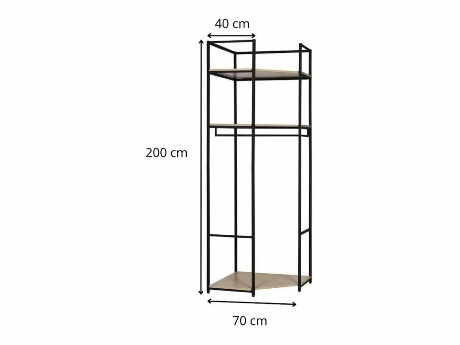 New Perchero esquinero de madera y metal JUNE 70x200cm Negro