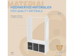 Online Joyz Perchero infantil de pie mueble ropero con 3 compartimentos y espejo Blanco