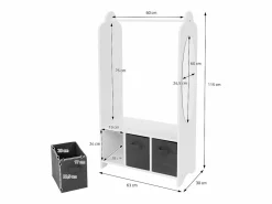 Online Joyz Perchero infantil de pie mueble ropero con 3 compartimentos y espejo Blanco