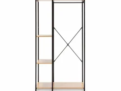 Discount VS Venta-stock Perchero Lola con banco 3 estantes, color roble/negro, 167 cm altura Color natural oscuro