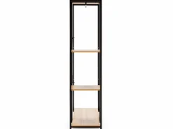 Discount VS Venta-stock Perchero Lola con banco 3 estantes, color roble/negro, 167 cm altura Color natural oscuro