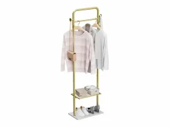 Outlet Fativo Perchero para dormitorio, perchero metálico para salón, guardarropa, 50x30x175cm Dorado