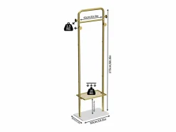 Outlet Fativo Perchero para dormitorio, perchero metálico para salón, guardarropa, 50x30x175cm Dorado
