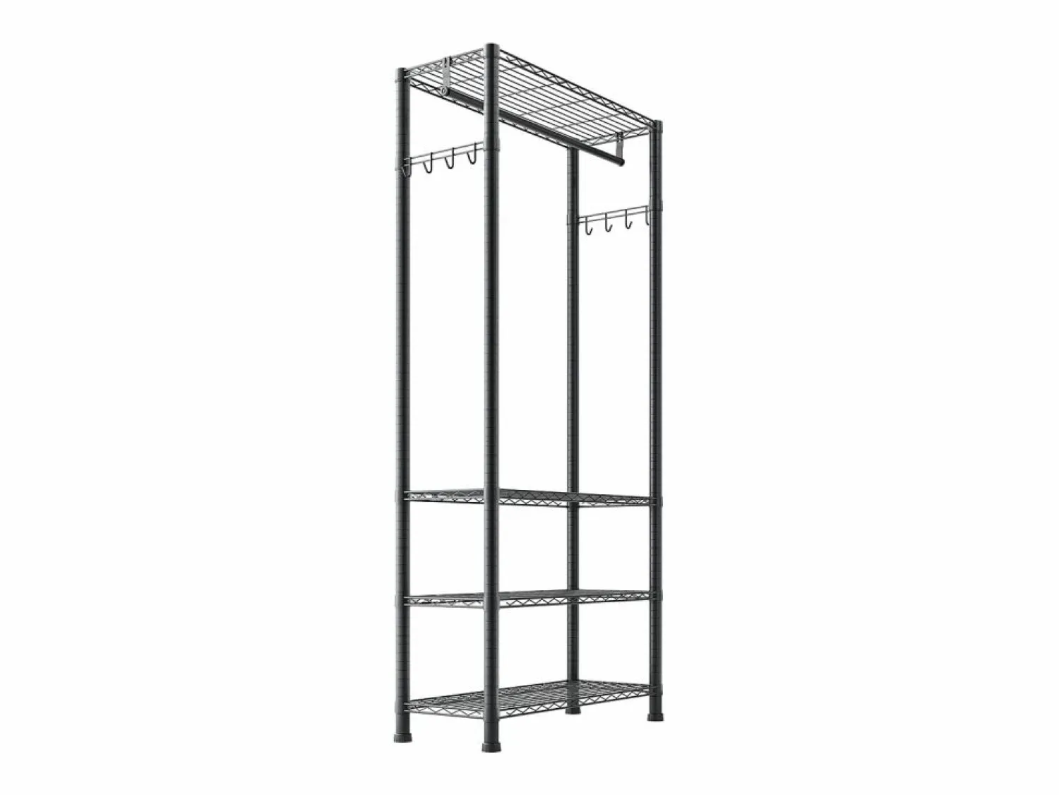 Sale Perchero para Ropa SucceBuy con 4 Estantes Ajustables, Perchero de Acero al Carbono, Armario para Ropa Capacidad de Carga 227 kg, con 1 Barra Negro