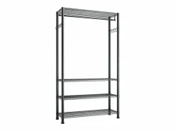 Sale Perchero para Ropa SucceBuy con 4 Estantes Ajustables, Perchero de Acero al Carbono, Armario para Ropa Capacidad de Carga 227 kg, con 1 Barra Negro