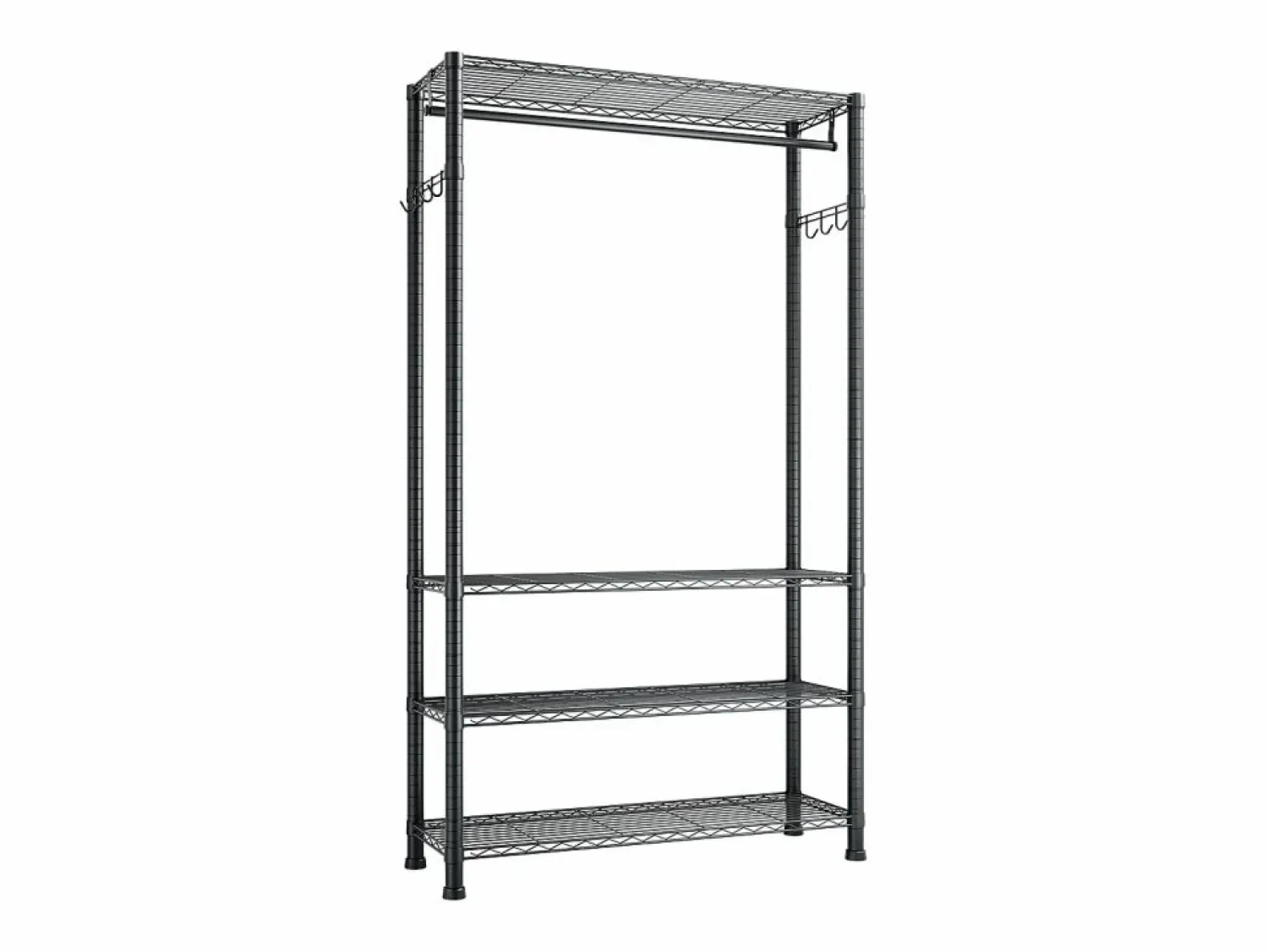Sale Perchero para Ropa SucceBuy con 4 Estantes Ajustables, Perchero de Acero al Carbono, Armario para Ropa Capacidad de Carga 227 kg, con 1 Barra Negro