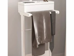 Perchero portátil con almacenaje, diseño multifuncional, MDF y madera maciza, (44x36,5x110 cm) Perchero