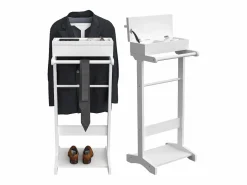 Perchero portátil con almacenaje, diseño multifuncional, MDF y madera maciza, (44x36,5x110 cm) Perchero