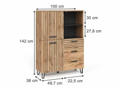 New Perchero roble wotan 100x38x142 amber Armario De Entrada