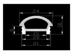Clearance Ledkia Perfil Neón SFLEX 24x18 Superficie Semicircular Curva Vertical para Tira LED IP20 hasta 15 mm 5 m Blanco