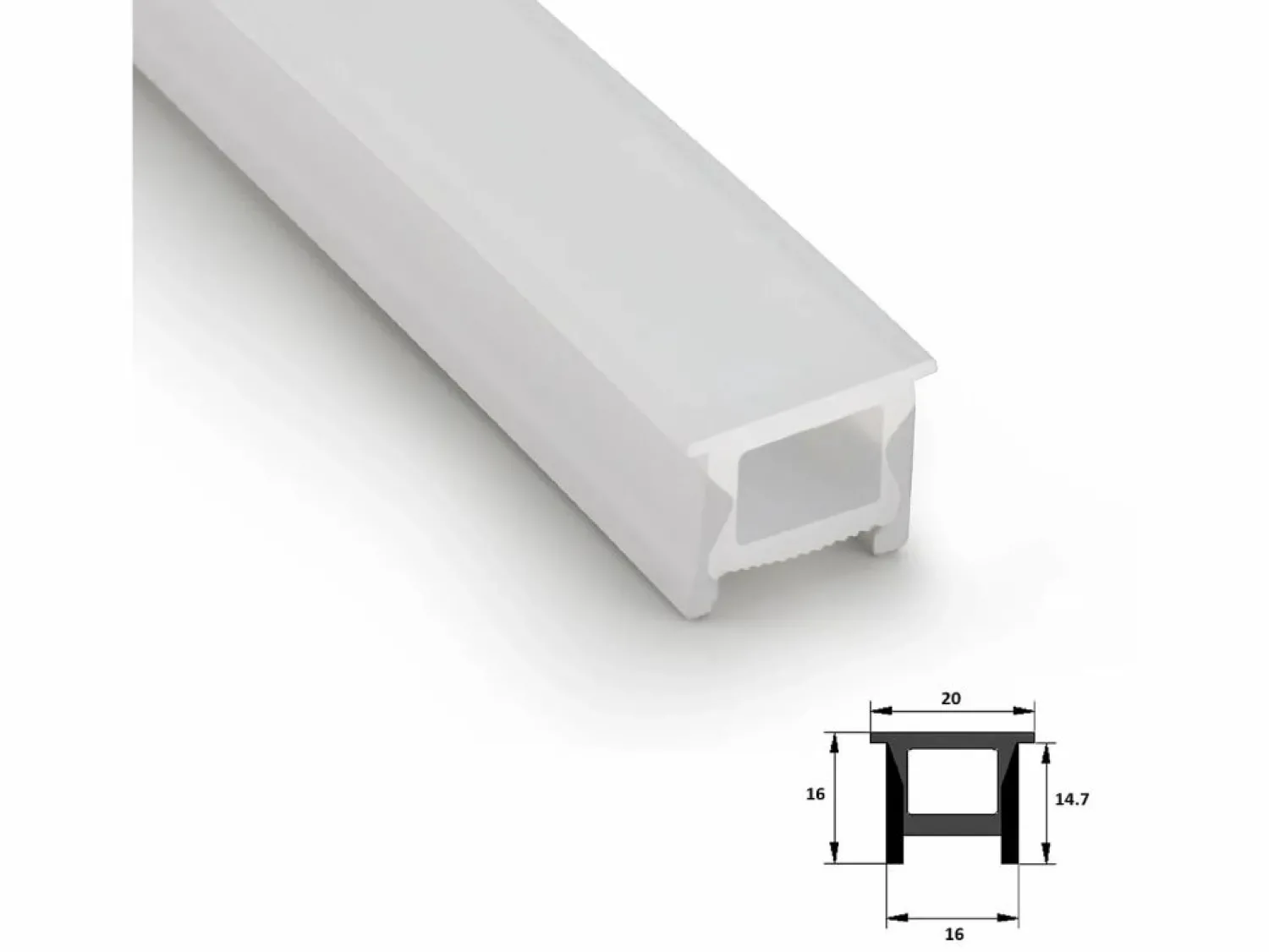 Ledkia Perfil Neón SFLEX 20x16 Superficie/Empotrable Curva Vertical para Tira LED IP20 hasta 12 mm 2 m