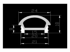 Ledkia Perfil Neón SFLEX 24x18 Superficie Semicircular Curva Vertical para Tira LED IP20 hasta 15 mm 50 m