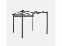 New Sweeek Pergola, aluminio, 3x3m, tela deslizante Gris