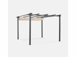 Online Sweeek Pergola, aluminio, 3x3m, tela deslizante Beige