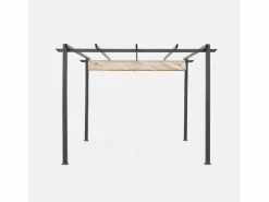 Online Sweeek Pergola, aluminio, 3x3m, tela deslizante Beige