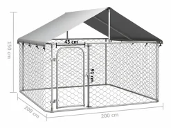 Online Perrera de exterior con tejado 200x200x150 cm ES719518 Plateado