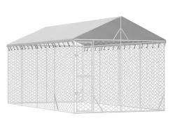 Outlet Clicnbuy Perrera de exterior con toldo acero galvanizado plata 3x6x2,5 m Plateado