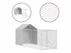Clicnbuy Perrera de exterior con toldo acero galvanizado plata 2x6x2,5 m