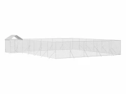 Outlet Clicnbuy Perrera exterior con toldo acero galvanizado plata 12x12x2,5 m Plateado