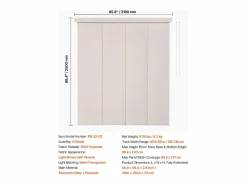Persiana de Paneles SucceBuy con Riel Extensible, 116-218 cm de Ancho, Panel Japonés Vertical Ajustable hasta 243 cm de Altura, Marrón Claro Persianas De Interior
