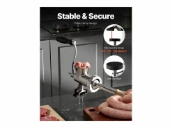 Outlet Picadora de Carne SucceBuy Manual en Acero Inoxidable 304, Picadora Manual de Manivela con Abrazadera de Mesa, Embutidora de Salchichas con 2 Placas de Molienda Materiales Y Utensilios De Cocina
