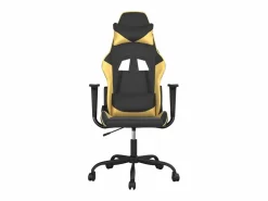Online Clicnbuy piezas Silla gaming de masaje cuero sintético negro y Dorado