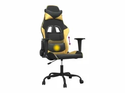 Online Clicnbuy piezas Silla gaming de masaje cuero sintético negro y Dorado