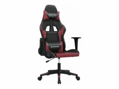 Clicnbuy piezas Silla gaming de masaje cuero sintético negro y vino tinto